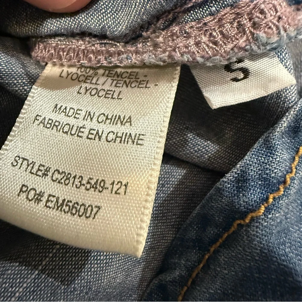 Cloth & Stone x Anthropologie Chambray Button Up Popover Top Women’s Small Blue - Picture 5 of 6